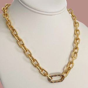 18K Yellow Gold-Plated Chunky Chain w/ Multicolor CZ Diamonds